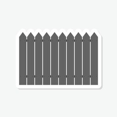 Wooden fence icon sticker isolated on gray background