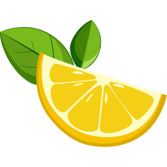 Yellow Lemon Slice With Green Leaves On Transparent Background Fresh Citrus Fruit Healthy Food Ingredient For Juices And Drinks Summer Refreshment