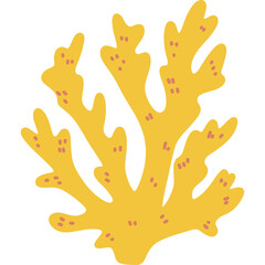 Obraz premium Yellow Coral Underwater Marine Life Cartoon Style With Pink Dots Hand Drawn Illustration Transparent Background