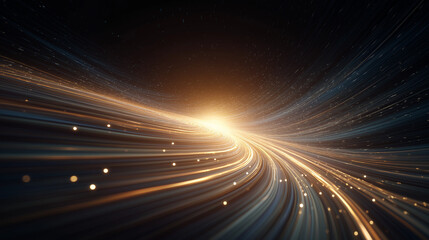 Obraz premium Abstract Digital Highway: This mesmerizing image showcases a captivating digital highway, where luminous lines converge towards a central beacon of light.