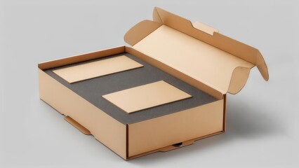 Open Cardboard Box with Inserts for Product Packaging.