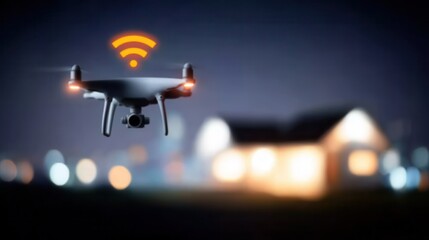 An architectural drone scanning urban property blocks for asset analysis blueprint generation administration synchronization utility mapping appraisal scoring and certification updates