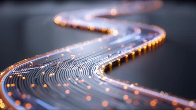 Circuit board with illuminated lights representing ai-driven enterprise roadmap and futuristic technology concepts. Futuristic Circuit Roadmap &ndash; Animated Video Version
