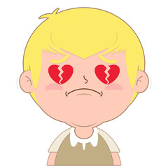 boy broken hearts face cartoon cute