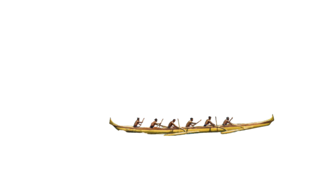 a beached outrigger canoe isolated on white background	
