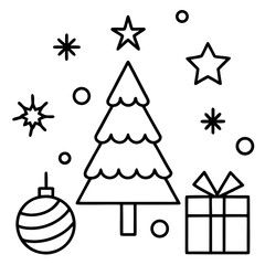 Minimal Christmas Icon Set | Flat Vector Icons on White Background