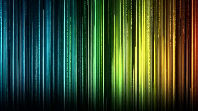 Vertical glowing colorful lines create an abstract digital background, shifting spectrum