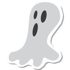 Simple Gray Ghost With Dark Eyes and Open Mouth on Transparent Background Halloween Icon