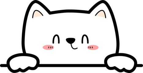 Cute dog peeking over line cartoon for kids