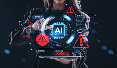 AI system failure warning interface with futuristic digital erro