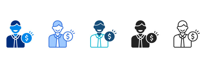 Labor Cost Icon Set Multiple Style Vector Illustration 