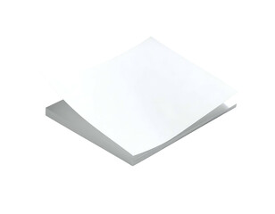 A stack of blank, white paper with one top sheet lifted to reveal the layers below