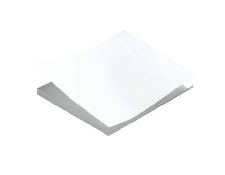 A stack of blank, white paper with one top sheet lifted to reveal the layers below