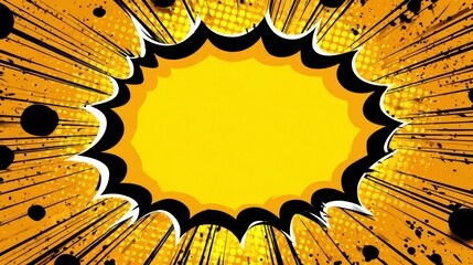 Dynamic comic style explosion background vibrant yellow burst graphic design digital art eye-catching visuals