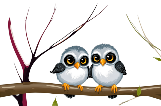 Cute twin cartoon birds