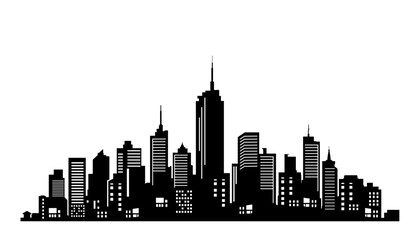 Silhouette High-rise Buildings. Modern flat city architecture. urban city landscape. Illustrations.