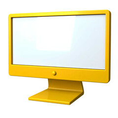 Rendered illustration of a bright yellow computer monitor on a black background