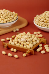 Crispy Fried Soybean Snacks Traditional Guizhou Chinese Instant Beans in Wooden Tray and Bowls
