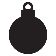 Minimalist Black Christmas Ornament Silhouette Isolated on White Background