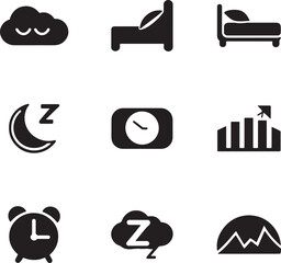 Icon Set Representing Sleep and Rest icons symbols