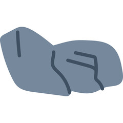 Simple illustration of a stylized gray rock with dark gray lines on a transparent background