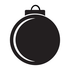 Black Christmas Ornament Silhouette Icon with White Highlight