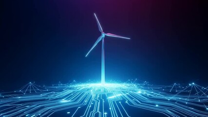 Digital Wind Turbine Generating Clean Energy for a Sustainable Future. - Powered by Adobe