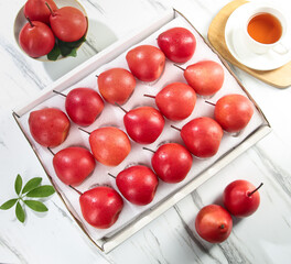 New Zealand Red Ruby Pears in Premium Gift Box - Imported Fresh Fruit with Glossy Red Skin