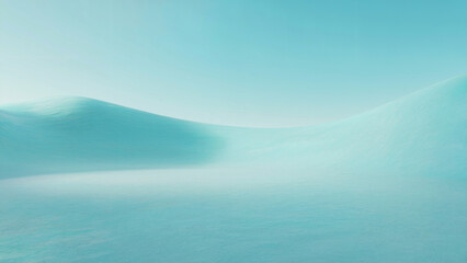 Abstract flowing turquoise dunes with soft light and shadow blank background