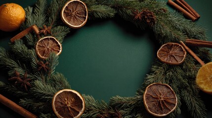 Festive dried fruit wreath decoration holiday celebration home rustic atmosphere close-up view seasonal decor