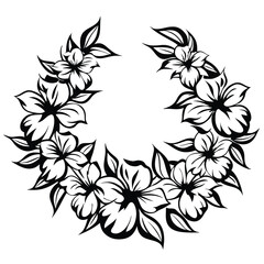 Circular flower blossom arrangement features a bold, stylized monochrome design forming a captivating decorative element