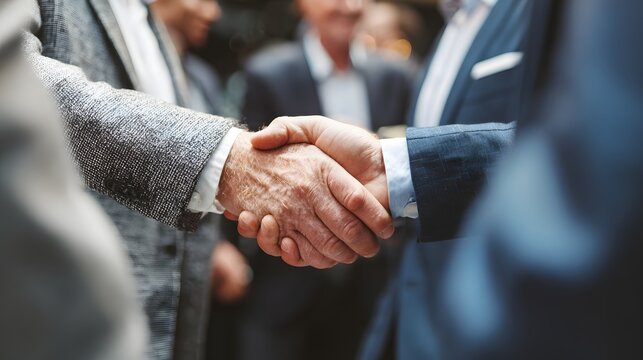 Business leaders shaking hands polished stylish elegant recognition