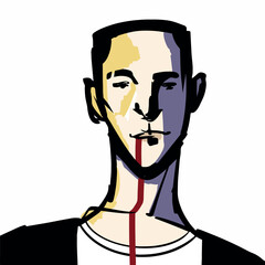 Vector illustration of a gloomy male vampire.
