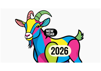 Goat illustration, playful, jumping, farm animal concept