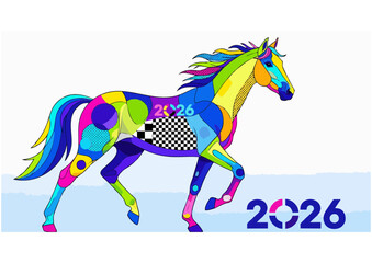 Carousel horse in a classic style, standing majestically, in bold red color
