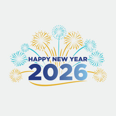 Happy New Year 2026 logo design vector. Fireworks, Sparks and trendy New Year 2026 design templates.