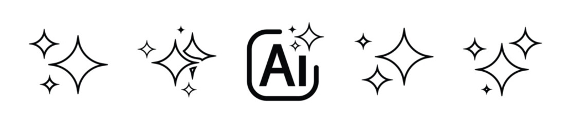 Ai generate linear solid icon set. Set of ai logo, ai generate symbol - Vector 