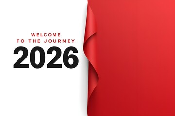 A 2026 New Year celebration banner template on a white and red background.
