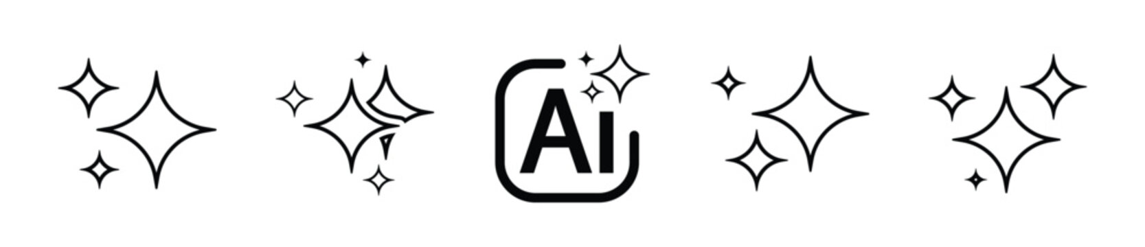 Ai generate linear solid icon set. Set of ai logo, ai generate symbol - Vector 