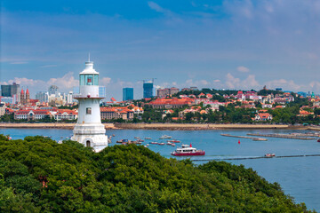 Aerial view of Xiaoqingdao Park in Qingdao, China