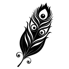 Peacock Feather Eyelets vector clean black silhouette design white background