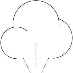 Simple Line Drawing Of A Cloud Shape With Dotted Lines Indicating Steam Or Breath Against A Transparent Background