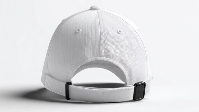 A white baseball cap is sitting on a white background. The cap is clean and unblemished