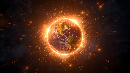 Fototapeta premium Global New Beginnings – Earth with Fireworks Celebration V1