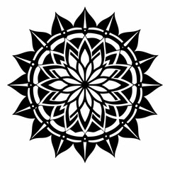 Mandala Minimal vector clean black silhouette design white background