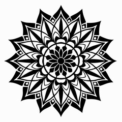 Mandala Minimal vector clean black silhouette design white background