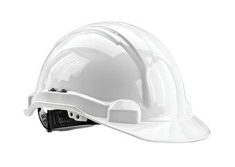 Fototapeta premium White hard hat profile. Protection, safety, work attire