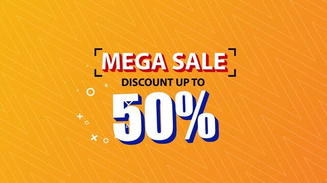Mega Sale 50% Discount Offer Animated Motion Graphic,  Mega Sale, Discount up to 50%, 50% off sale