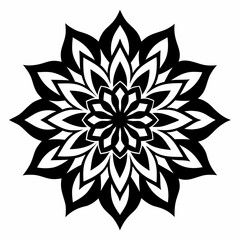 Mandala Minimal vector clean black silhouette design white background