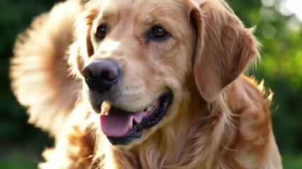 Golden Retriever Portrait - A Sunny Day with a Happy Dog.